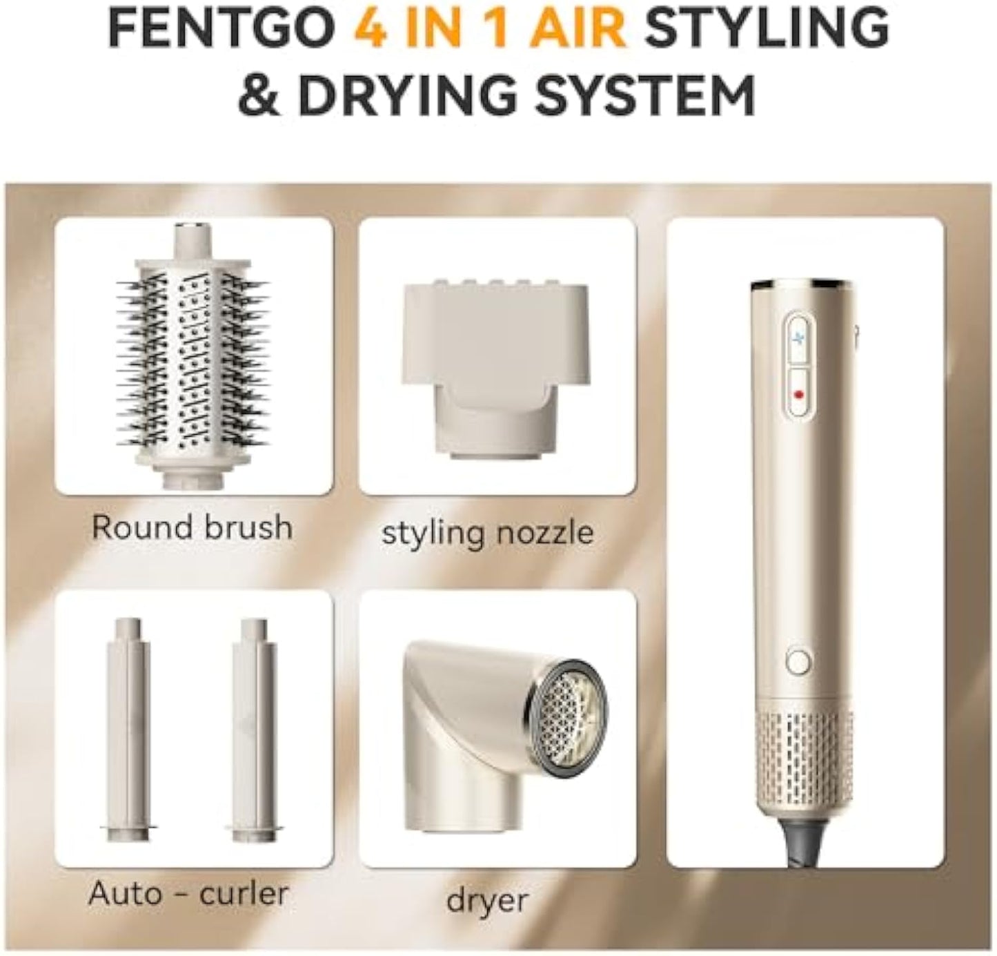 Hair Dryer Brush, Detachable 4 in 1 Air Styling & Drying System, Professional Hot Air Brush Set