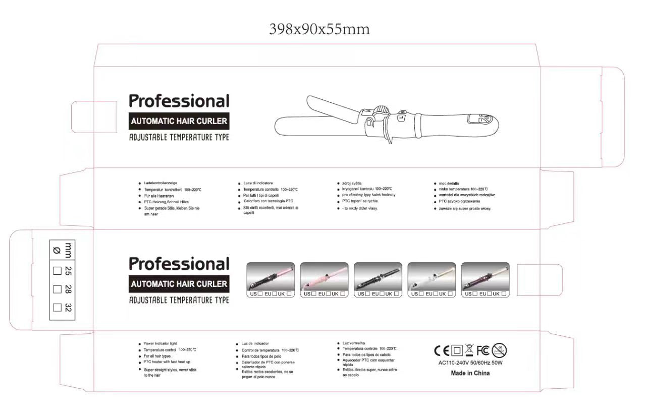 28mm Ceramic Tourmaline Curling Iron - Automatic Rotating Curler with Adjustable Temps and LCD Display for Smooth and Heatless Curls - Haircare Titanium Comfort Hair Curler