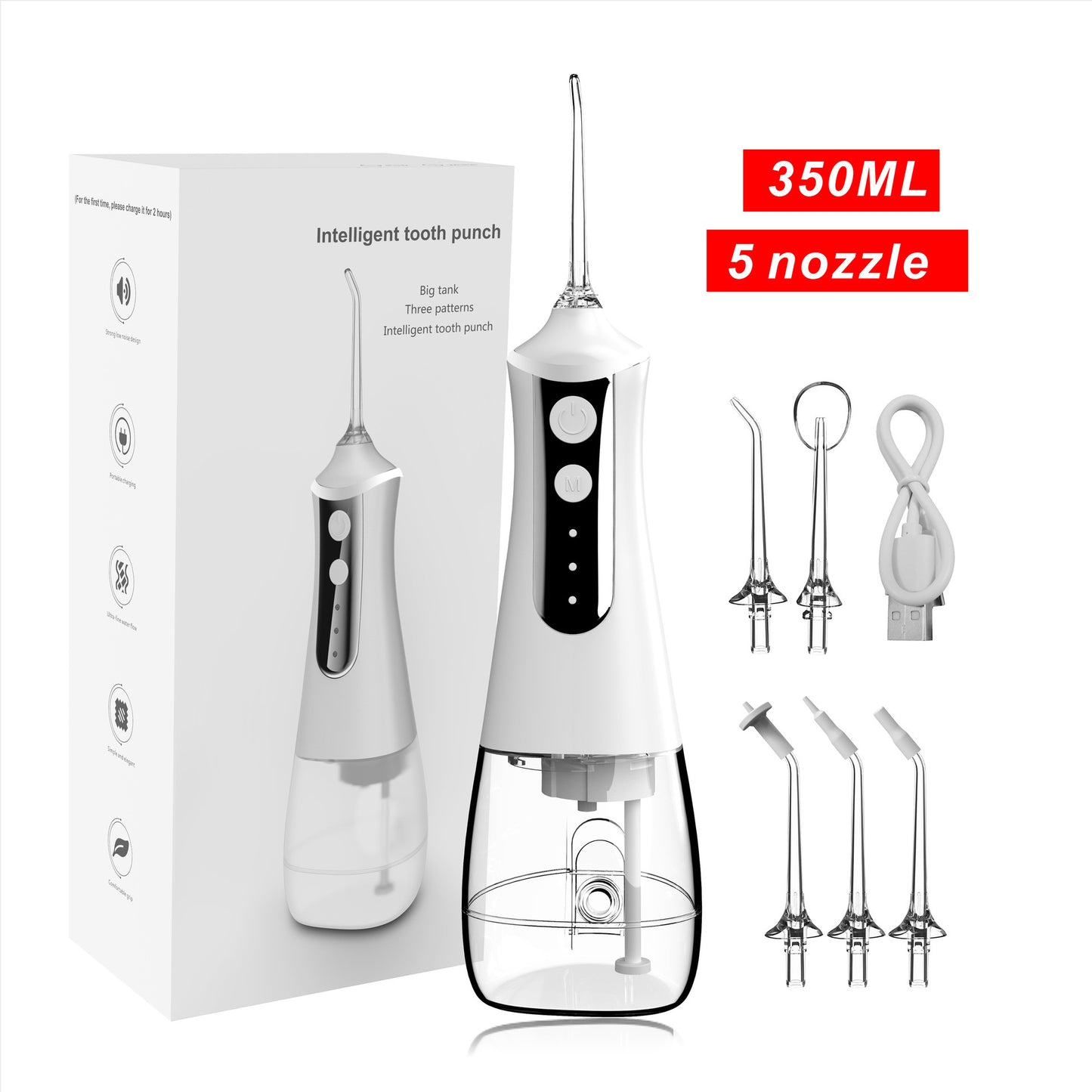 Water Dental Flosser Teeth Pick: Portable Cordless Oral Irrigator 350ML Rechargeable Travel Irrigation 3 pressure setting Waterproof Electric Waterflosser