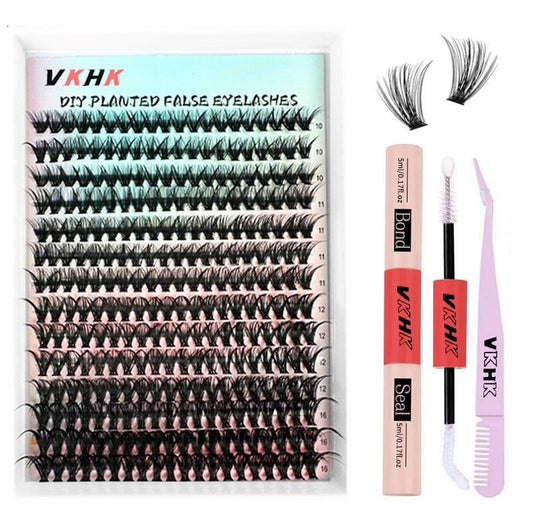 Cluster Lashes 280pcs 40D DIY Eyelash Extension D Curl Long Individual Lashes Mixed Tray Faux Mink Lash Clusters Extensions Black (40D-10-16mm)