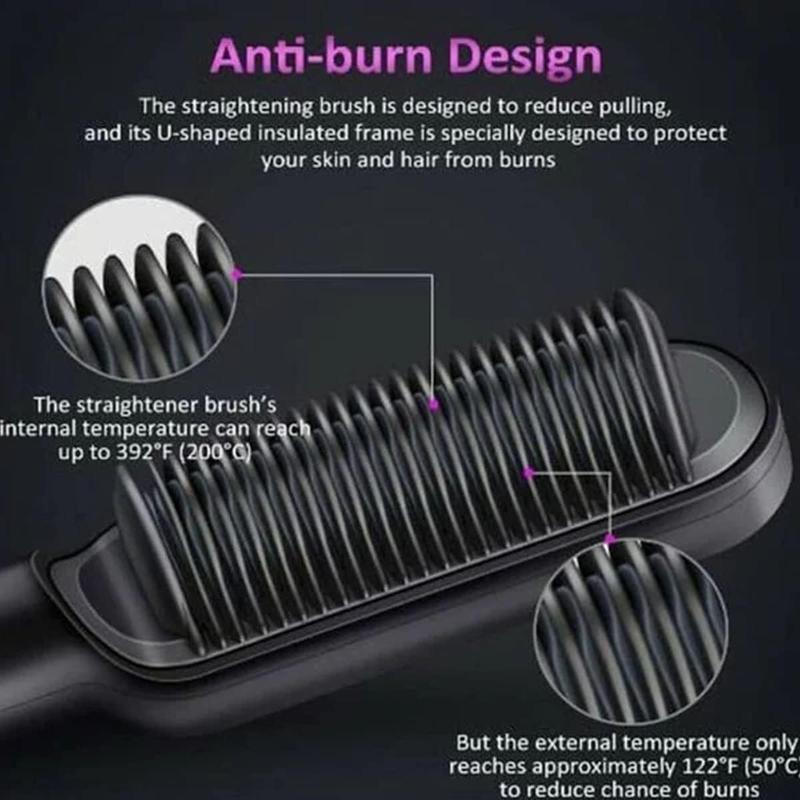 Advanced Negative Ionic Hair Straightener Brush with 5 Temp Settings & Anti-Scald LED Display, 20s Fast Heating 284°F to 428°F, Effortless Styling for Silky Smooth, Frizz-Free Hair