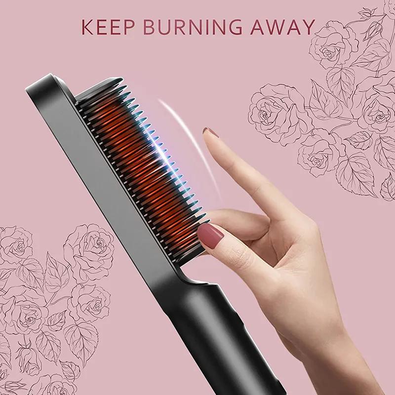 Advanced Negative Ionic Hair Straightener Brush with 5 Temp Settings & Anti-Scald LED Display, 20s Fast Heating 284°F to 428°F, Effortless Styling for Silky Smooth, Frizz-Free Hair