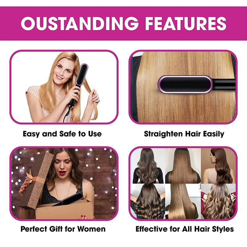 Advanced Negative Ionic Hair Straightener Brush with 5 Temp Settings & Anti-Scald LED Display, 20s Fast Heating 284°F to 428°F, Effortless Styling for Silky Smooth, Frizz-Free Hair