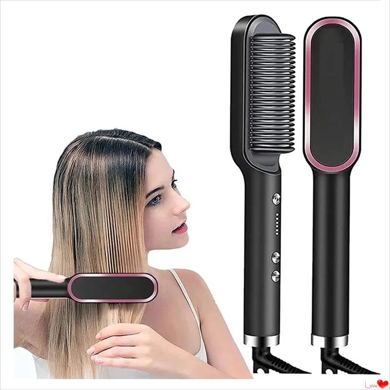 Advanced Negative Ionic Hair Straightener Brush with 5 Temp Settings & Anti-Scald LED Display, 20s Fast Heating 284°F to 428°F, Effortless Styling for Silky Smooth, Frizz-Free Hair