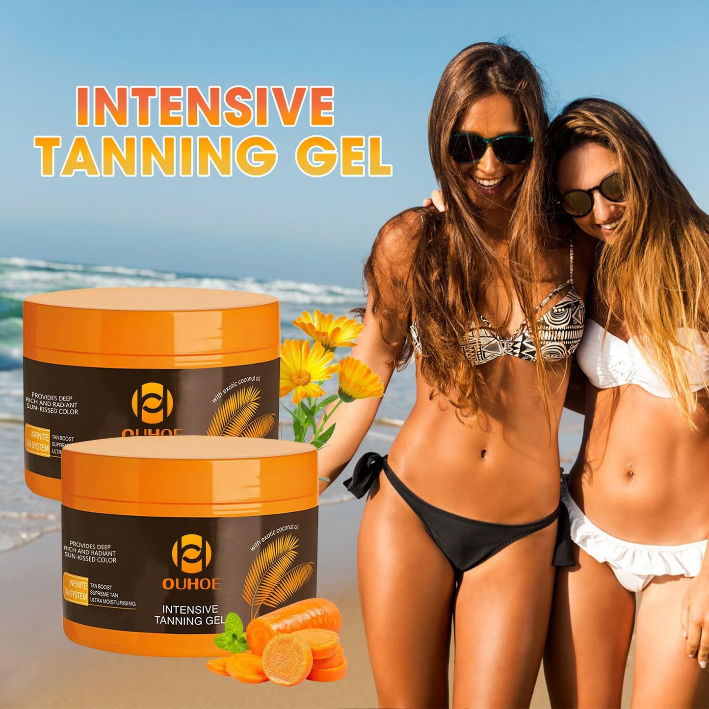 Intensive Tanning Gel,Carrot Tanning Gel, Brown Tanning Gel, Natural Tanning Accelerator Cream Gel for Sunbeds & Outdoor Sun (5oz/1pcs)